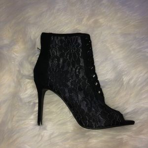 Black floral booties